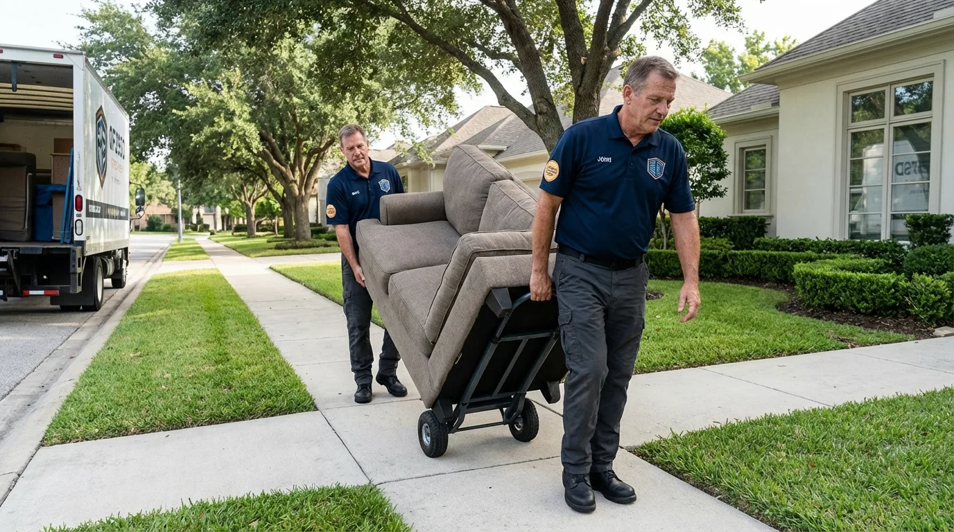 Local residential moving crew loading furniture in Nedrow, NY